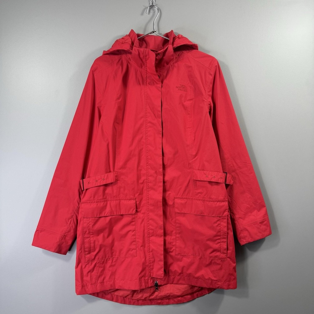 The North Face Jacket Womens Large Red DryVent Hooded Waterproof Rain Coat
